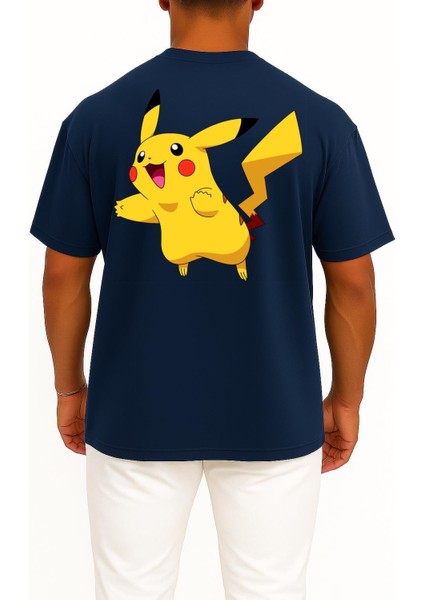 Oversize Pikachu Cep ve Sırt Tasarımlı Unisex T-Shirt fiyatları