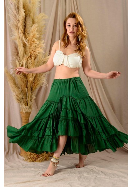 Özel Tasarım Ham Keten Otantik Astarlı Carmen Etek