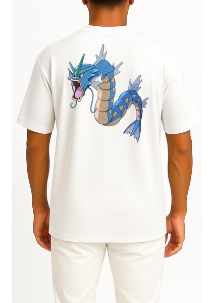 Oversize Gyarados Cep ve Sırt Tasarımlı Unisex T-Shirt fiyatları