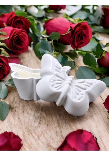 Kelebek Figürlü Kapaklı %100 Doğal Soya Mum- Dekoratif Aromatik Mum modelleri