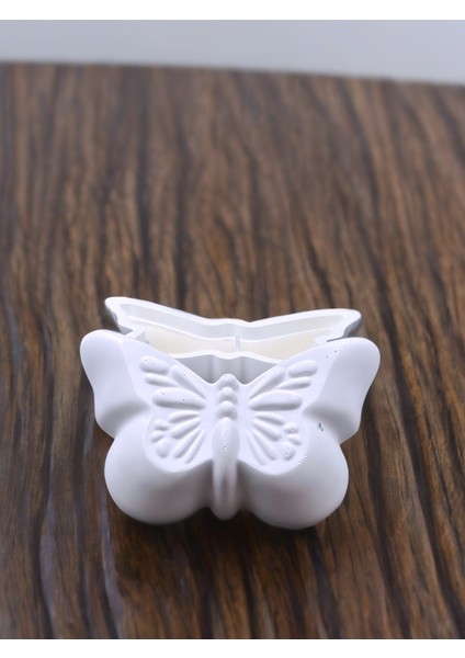 Kelebek Figürlü Kapaklı %100 Doğal Soya Mum- Dekoratif Aromatik Mum