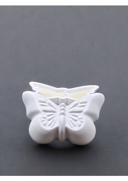 Kelebek Figürlü Kapaklı %100 Doğal Soya Mum- Dekoratif Aromatik Mum