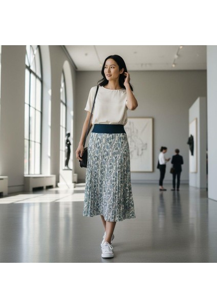 Bphem Şifon Beli Lastikli Etek(95 Cm)-(38-50)