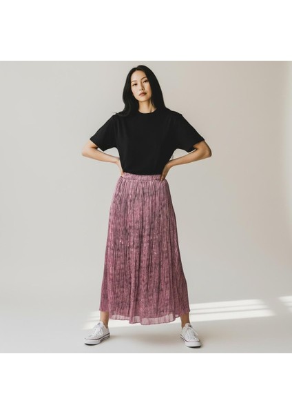 Pileli Beli Lastikli Şifon Etek(95 Cm)-(38-50)