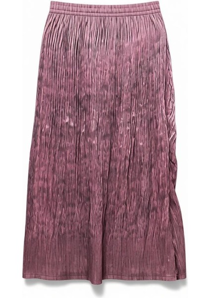 Pileli Beli Lastikli Şifon Etek(95 Cm)-(38-50) modelleri