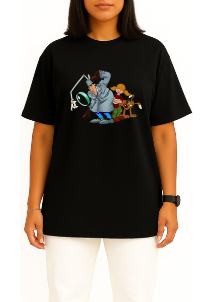 Oversize Müfettiş Gadget Çizgi Film Göğüs Tasarımlı Unisex T-Shirt fiyatları