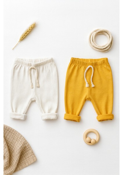 2li Set Premıum Alt Eşofman %100PAMUK 0-3AY/3 Yaş Arası Kız Erkek Bebek Unisex