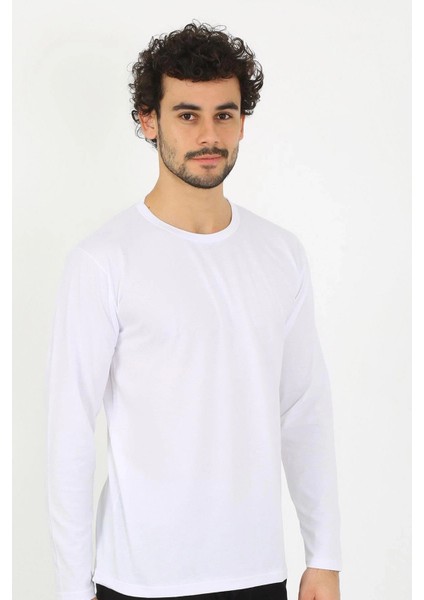 Moda Erkek Sıfır Yaka Uzun Kol Beyaz Fanila fırsatları