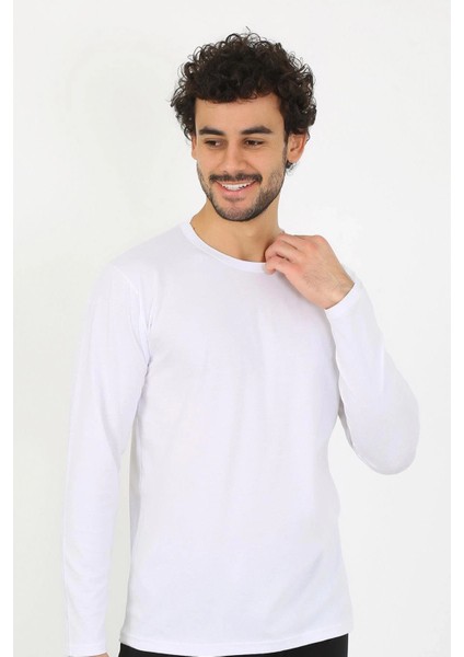 Moda Erkek Sıfır Yaka Uzun Kol Beyaz Fanila indirimleri