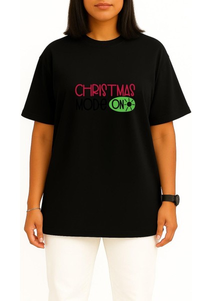 Oversize Yılbaşı Mode On Göğüs Baskılı Unisex T-Shirt fiyatları