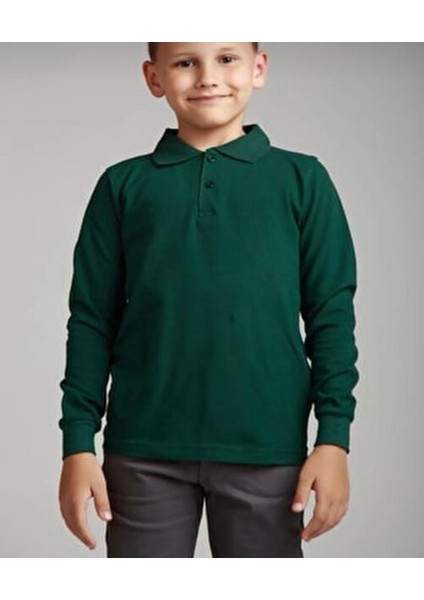 Ümiteks World Of Clothes Penye Polo Yaka Uzun Kol Okul Tişörtü Penye Polo Yaka Uzun Kollu Çocuk Tişörtü