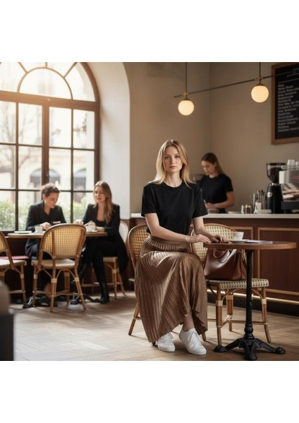 Deri Görünümlü Taş Detaylı Pileli Pamuklu Dokuma Viskon 4 Mevsim Etek(95 Cm)-(38-50) fiyatları