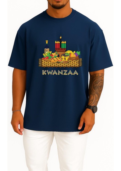 Oversize Kwanzaa African Piknik Sepeti Göğüs Tasarımlı Unisex T-Shirt