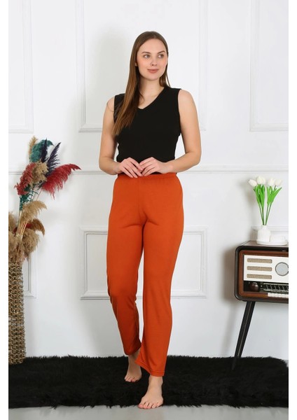 Moda Kadın Pamuk Penye Tek Alt Pijama Kremit