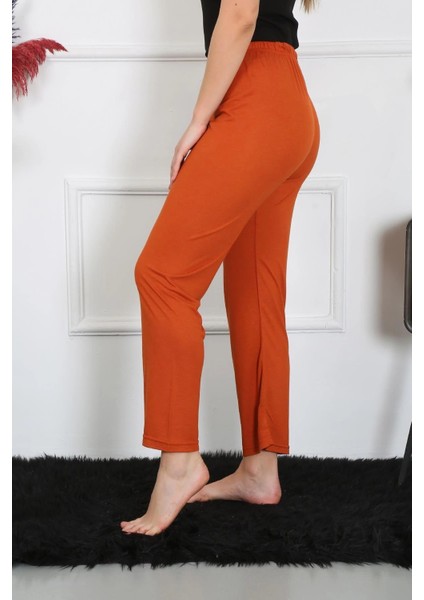 Moda Kadın Pamuk Penye Tek Alt Pijama Kremit modelleri