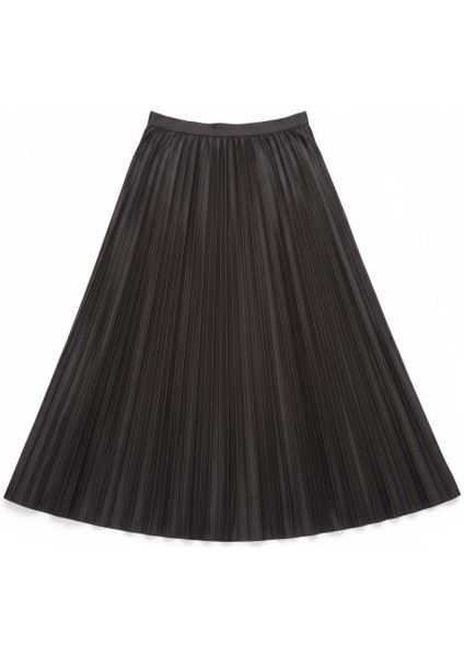 Deri Görünümlü Pileli Pamuklu Dokuma Viskon 4 Mevsim Etek(95 Cm)-(38-48) modelleri