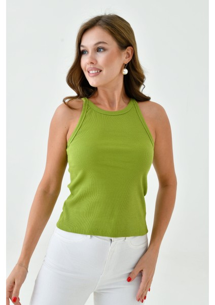 Kadın Askılı Fitilli Kaşkorse Spor Şık Crop Bluz modelleri