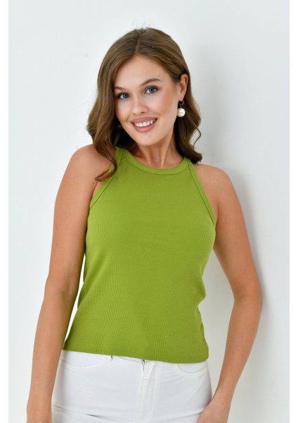 Kadın Askılı Fitilli Kaşkorse Spor Şık Crop Bluz indirimleri