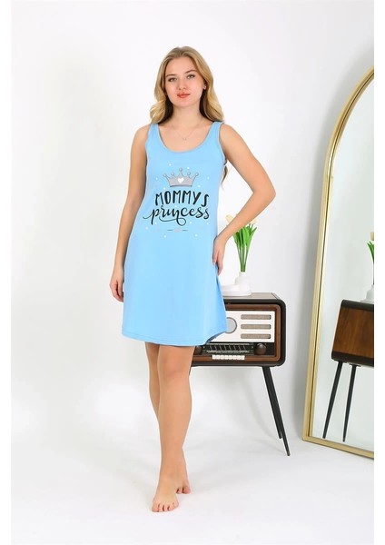 Moda Kadın Kalın Askılı Penye Gecelik Mavi fırsatları