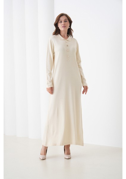 Kadın Uzun Kol Gömlek Yaka Triko Önden Düğmeli Triko Spor Şık Elbise fiyatları