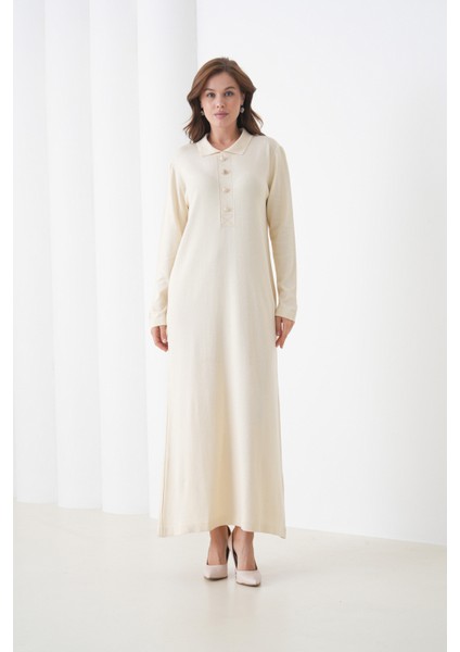 Kadın Uzun Kol Gömlek Yaka Triko Önden Düğmeli Triko Spor Şık Elbise modelleri