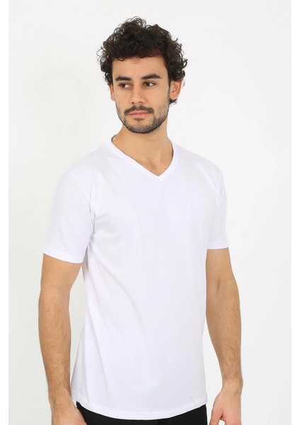 Moda Erkek V Yaka Beyaz Penye Atlet fiyatları