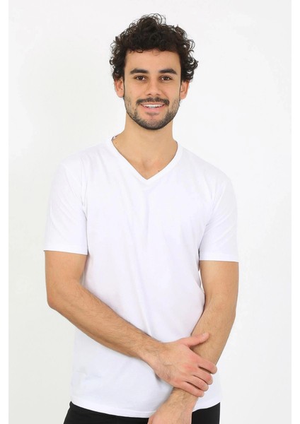 Moda Erkek V Yaka Beyaz Penye Atlet fırsatları