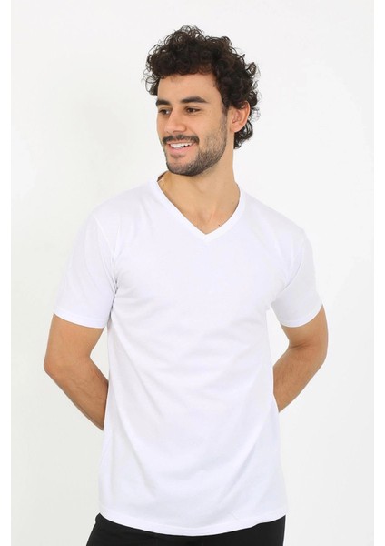 Moda Erkek V Yaka Beyaz Penye Atlet indirimleri
