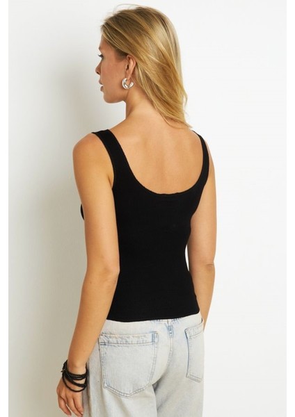 Kadın Kare Yaka Önden Düğmeli Yazlık Crop Top Bluz indirimleri