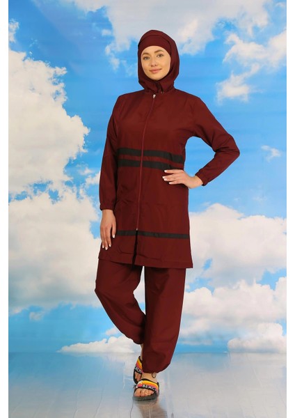 Moda Kadın Tam Tesettür Mayo Bordo modelleri