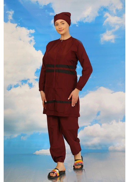 Moda Kadın Tam Tesettür Mayo Bordo indirimleri