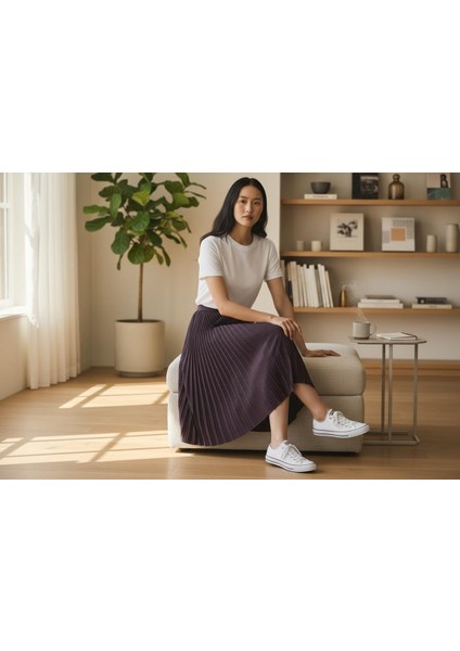 Pileli Pamuklu Dokuma Viskon 4 Mevsim Etek(95 Cm)-(38-48) fiyatları