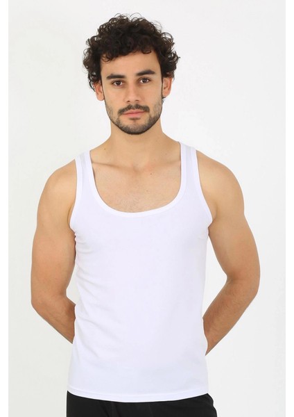 Moda Erkek Penye Beyaz Atlet