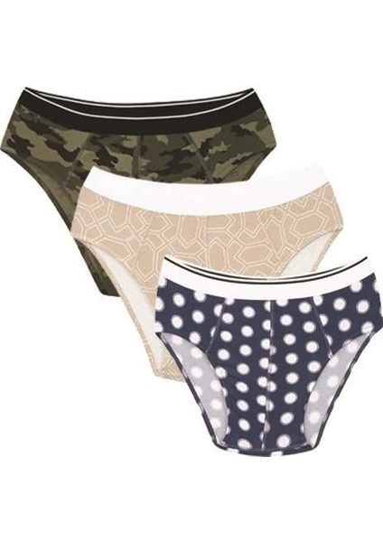 Moda Erkek Pamuk 3lü Desenli Likralı Slip