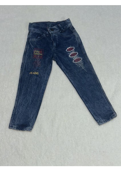 4-6 Yaş Kız Çocuk Jeans Pantolon Nakış Işlemeli Mavi fiyatları