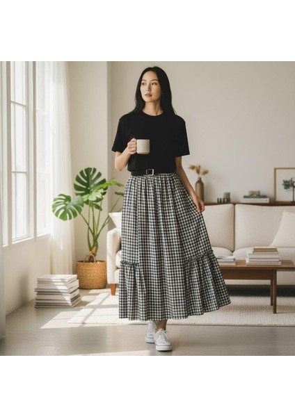 Bohem Şifon Kemerli Beli Lastikli Etek(95 Cm)-(38-50) fiyatları