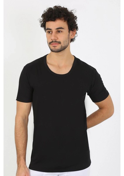 Moda Erkek Açık Yaka Siyah Penye Atlet indirimleri