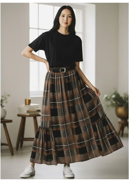 Bohem Şifon Kemerli Beli Lastikli Etek(95 Cm)-(38-50) fiyatları