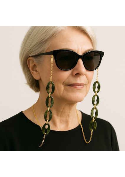 Gözlük Zinciri, Gold Şık Lüks Yeni Moda Boncuklu Hafif Gözlük Askısı