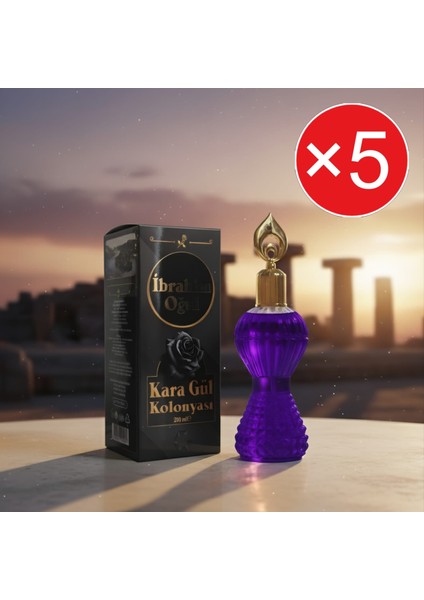 Ibrahim Oğul Karagül Kolonyası 200 ml Kristal Şişe 5 Adet – Doğal Gül Aroması