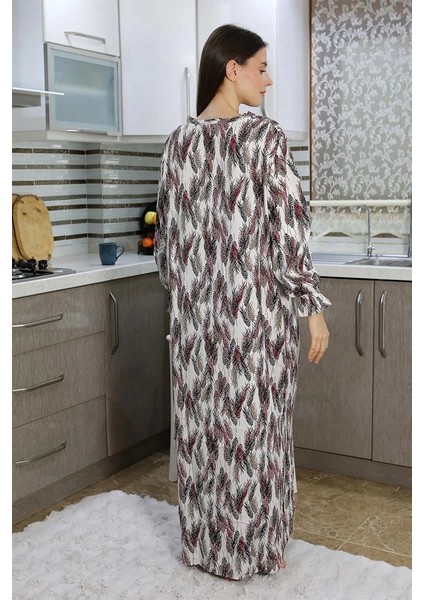 Moda Kadın Uzun Kol Penye Gecelik Ev Elbisesi Kırmızı modelleri