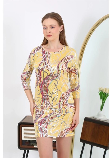 Moda Kadın Micro Kumaş Mini Parlak Elbise Sarı fırsatları