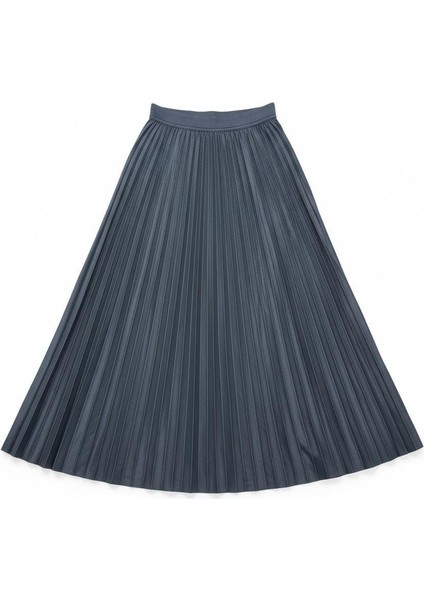 Deri Görünümlü Pileli Pamuklu Dokuma Viskon 4 Mevsim Etek(95 Cm)-(38-48) modelleri