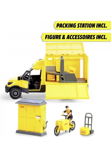 203747020 Dickie Dhl Delivery Setfreewheel Delivery Vehicle Packaging Statio fiyatları