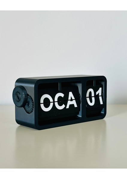 Minimalist Masa Takvimi - Çevirmeli Mekanik Sistem -Siyah & Beyaz