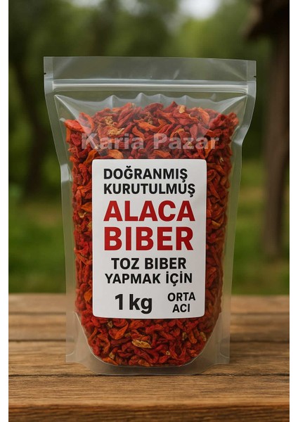 Doğranmış Kurutulmuş Alaca Biber 1kg | Toz Biber Yapmak Için | Orta Acı