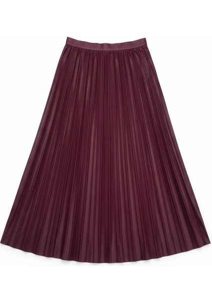 Deri Görünümlü Pileli Pamuklu Dokuma Viskon 4 Mevsim Etek(95 Cm)-(38-48) modelleri