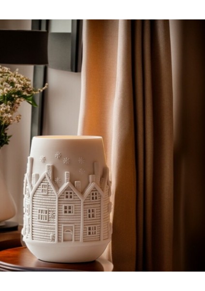 Yılbaşı Temalı Ev Detaylı Dekoratif Kokina Vazosu - Noel Kış Dekorasyonu Yılbaşı Hediyesi fiyatları