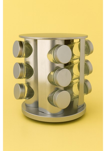 Orjinal Paslanmaz Çelik 360° Standlı 12 Li Baharatlık