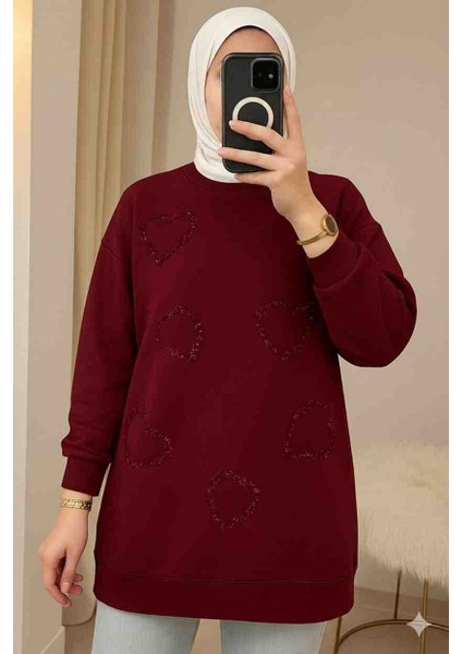 Pul Detaylı Tunik Bordo